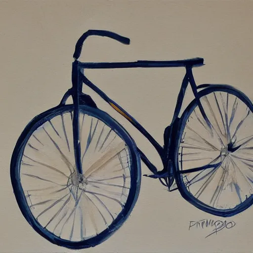 Prompt: a bicycle, painted in the style of pablo amaringo
