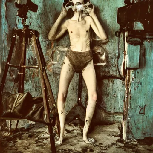 Image similar to 3 5 mm color photography, joel - peter witkin, beksinski, and stephen gammell, vogue shoot