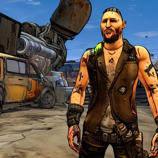 Prompt: tom hardy as a character in borderlands 2