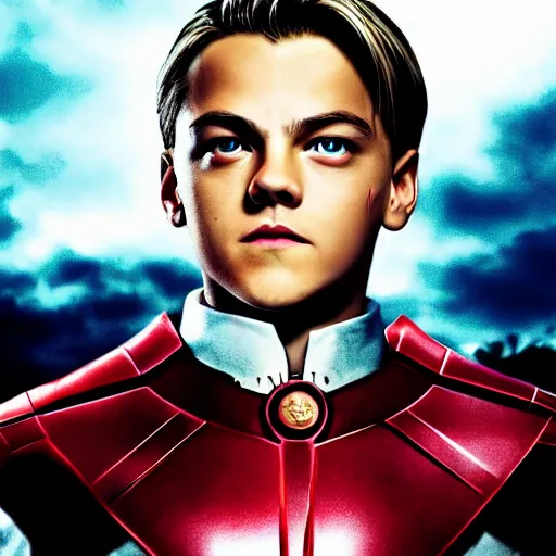 Prompt: photo portrait of young Di Caprio as Edward Elric, cinematic light, full metal alchemist, movie, 4K