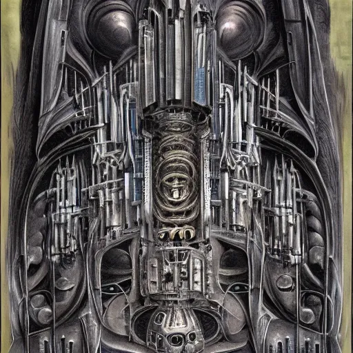 Image similar to biomechanical cathedral, h. r. giger