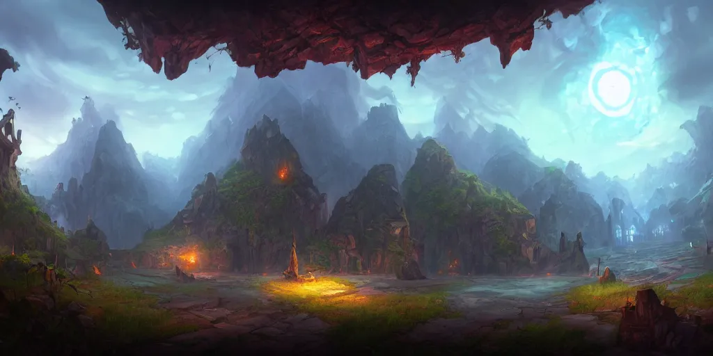 Image similar to a beautiful landscape in the style of arcane by tyler edlin, trending on artstation, highly detailed, atmospheric, directional lighting, cinematic