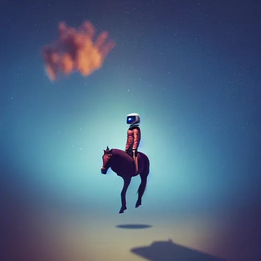 Image similar to photography of animal horse riding on top of an human astronaut. from western by hiroyuki okiura and katsuhiro otomo and alejandro hodorovski style with many details by mike winkelmann and vincent di fate in sci - fi style. volumetric natural light photo on dsmc 3 system,