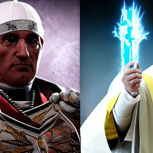 Image similar to the pope as a mortal kombat character