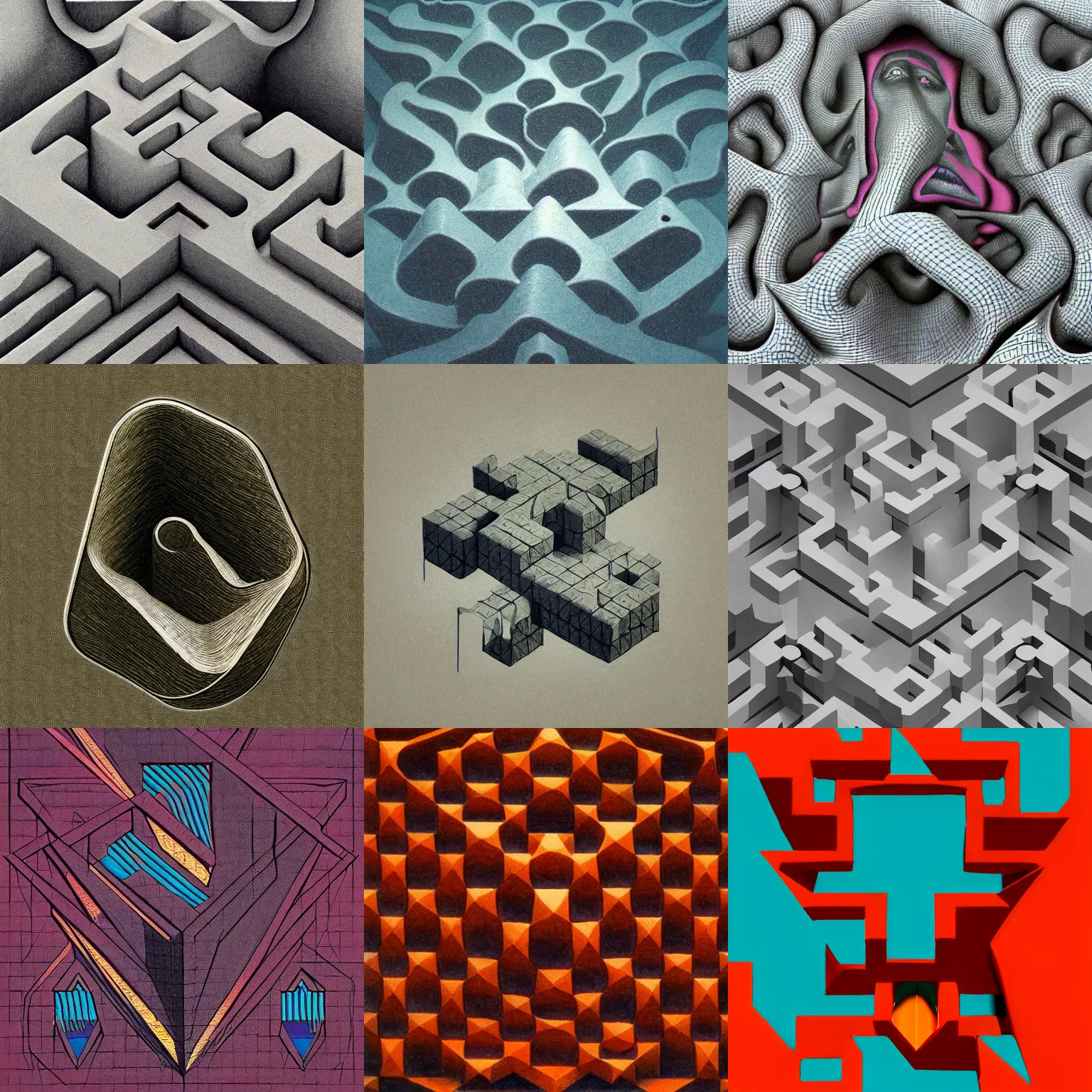 Prompt: logo for nickaccount, beksinski, mc escher, tessellation, artstation