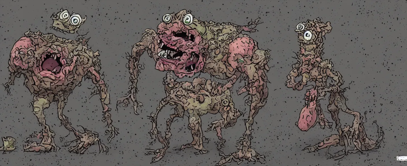 Image similar to the absolute worst, most grotesque and awful monster made of trash and grime
