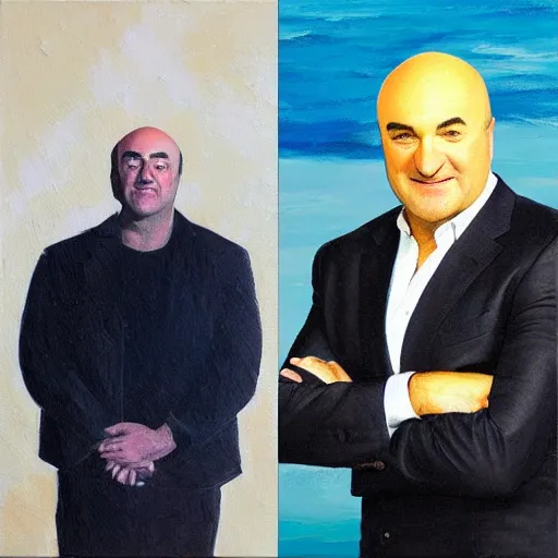 Image similar to kevin o'leary paintings of kevin o'leary, standing next to kevin o'leary