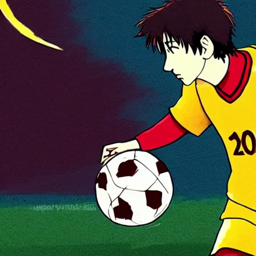 Image similar to Messi in the style of Studio Ghibli