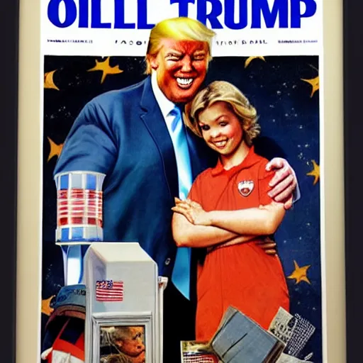 Image similar to old magazine cover with donald trump astronaut hero by norman rockwell