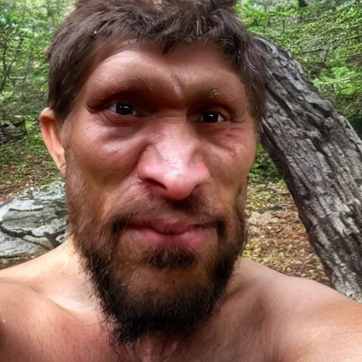 Image similar to a selfie by a neanderthal