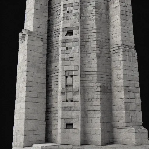 Prompt: castellated ashlar by john howe and by daniel falconer and by don maitz, image is of a type of stone architecture called castellated ashlar. it is characterized by its symmetrical design and clean, sharp lines, matte painting