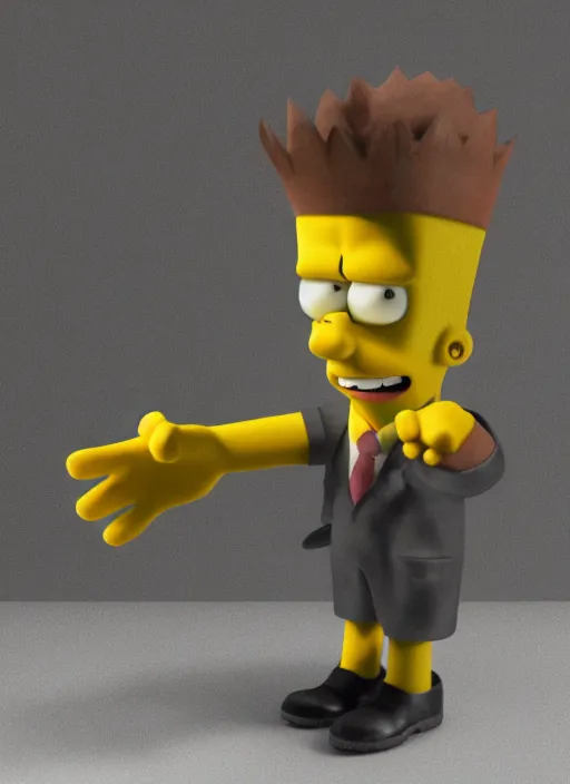 Image similar to bart simpson in business suit, is antique statue, octane render, highly detailed, hyper - realistic.