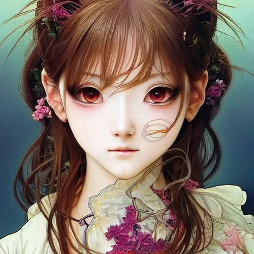 Image similar to a masterpiece ultrarealistic ultradetailed anime portrait of beautiful anime girl in bunny costume baroque renaissance. medium shot, intricate, elegant, by stanley artgerm lau, wlop, alphonse mucha, rossdraws, andrei riabovitchev, yoshitaka amano. in style of hayao miyazaki. flower background my james jeand and takashi murakami.