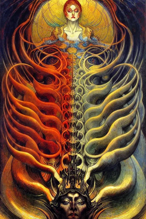 Image similar to Divine Chaos Engine by Karol Bak, Jean Delville, William Blake, and Vincent Van Gogh, symbolist, visionary