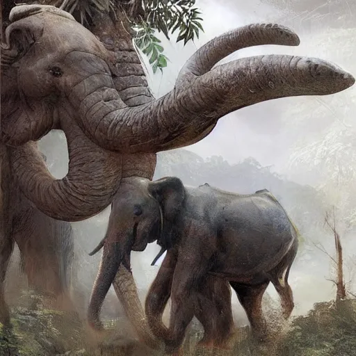 Image similar to a viking riding an elephant in a jungle, digital art, art by greg rutkowski, artstation, deviantart, highly detailed, photorealistic, fantasy art, clean, western comic art, award winning commission