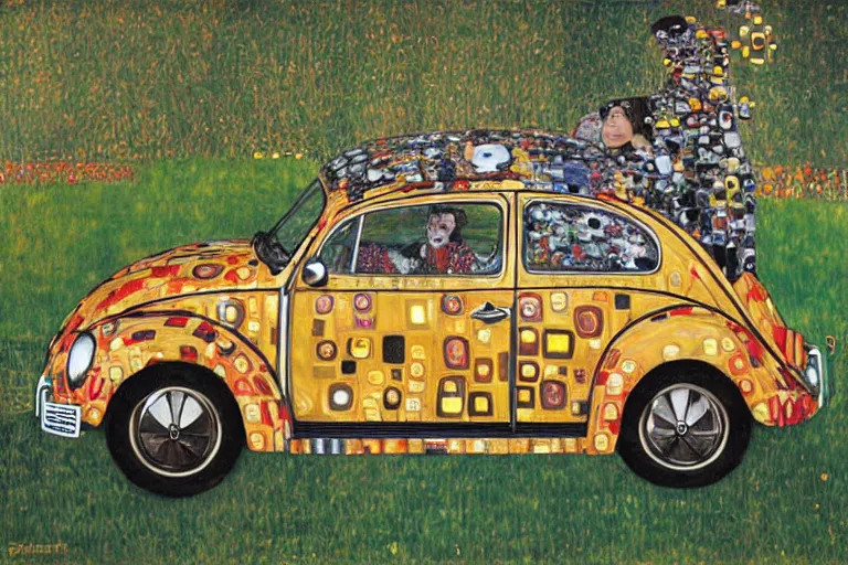 Image similar to gustav klimt vw beetle