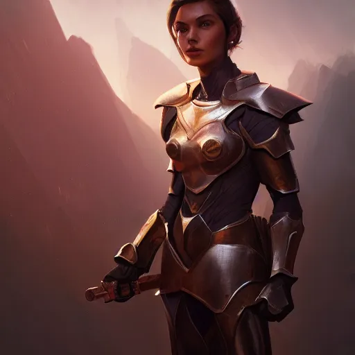 Image similar to portrait, ava locklear as a paladin, dramatic lighting, cinematic, establishing shot, high detail, photo realistic, cinematic lighting, post processed, concept art, artstation, matte painting, style by eddie mendoza, raphael lacoste, alex ross