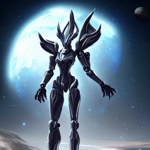 Image similar to giant stunning goddess shot, galactic sized beautiful hot anthropomorphic robot mecha female dragon, floating in space, larger than the planet, gently caressing earth, looming over earth, detailed sleek silver armor, epic proportions, epic scale, highly detailed digital art, sci fi, furry art, macro art, dragon art, goddess art, warframe fanart, destiny fanart, anthro, furry, giantess, macro, furaffinity, deviantart, 8k 3D realism