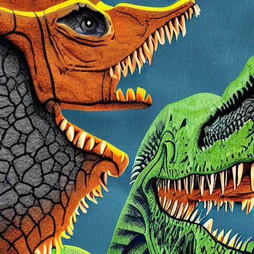 Prompt: dinosaur print by steven rhodes