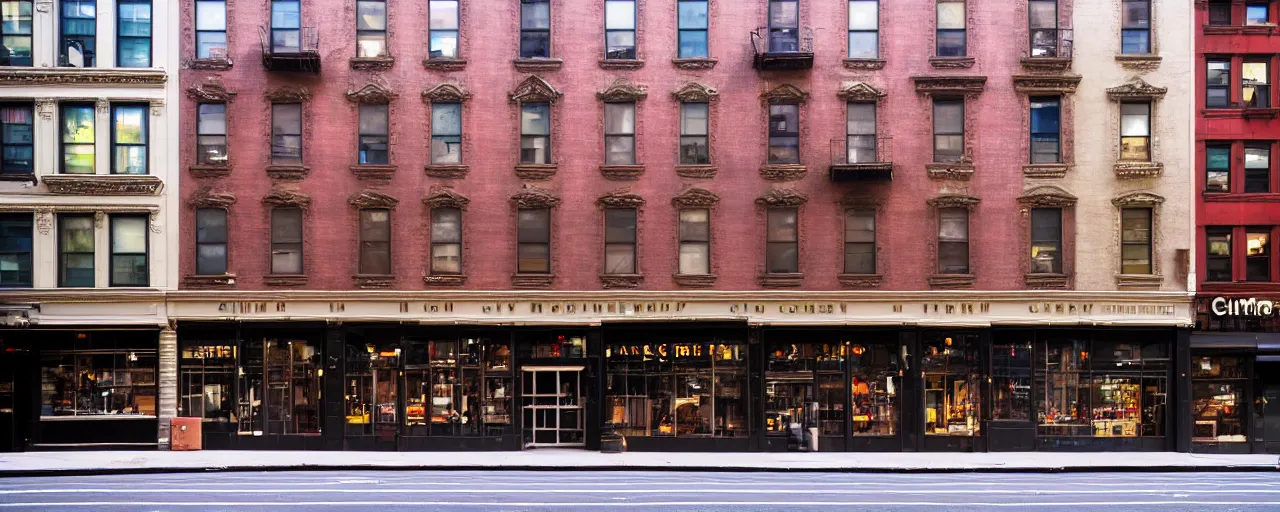 Prompt: building facade. storefronts. city block. new york