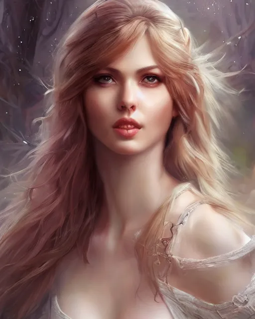 Image similar to a beautiful female, 8 k, hyperrealistic, full body, rule of the third, hyperdetailed, fantasy portrait by laura sava