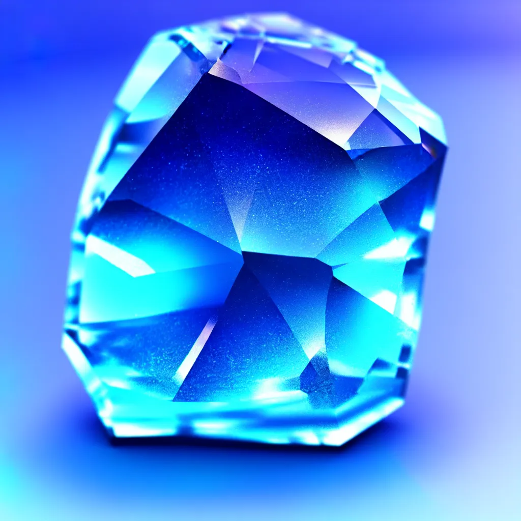 Image similar to crystal gemstone blue rendering, single, photorealistic, bright backround, photography, artstation