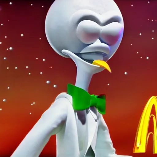 Image similar to moonman mac tonight, mcdonalds commercial, realistic, hdr, hdd, 8 k,