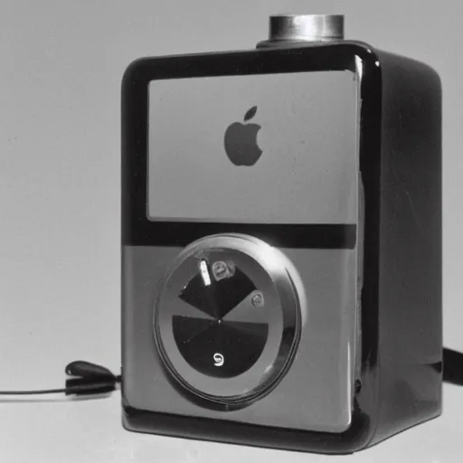 Prompt: product photo of an iPod from 1925, loosely cropped