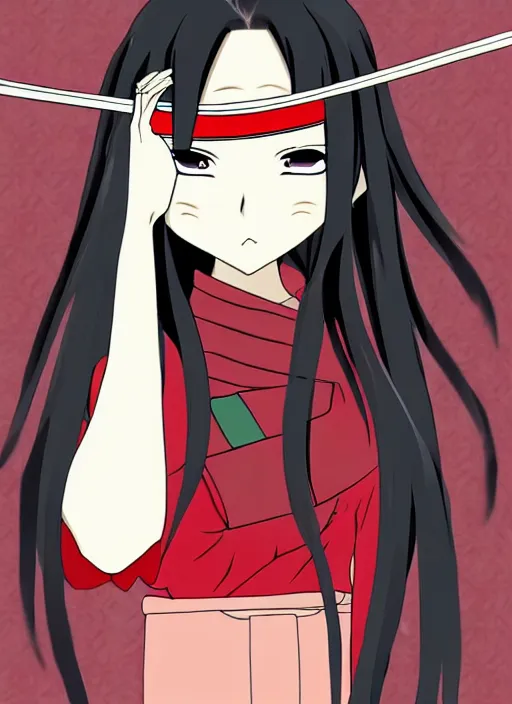 Image similar to anime beautiful samurai girl with blindfold, anime, samurai, anime style