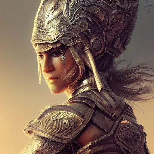 Prompt: female warrior, passion, bravery, intricate armour costumes, light and shadow effects, intricate, highly detailed, digital painting, art station, concept art, smooth, sharp focus, illustration, art by wlop