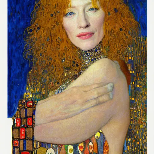 Image similar to “portrait of Cate Blanchett, by Gustav Klimt, by Del Kathryn Barton, hyper detailed, 4K, very beautiful”