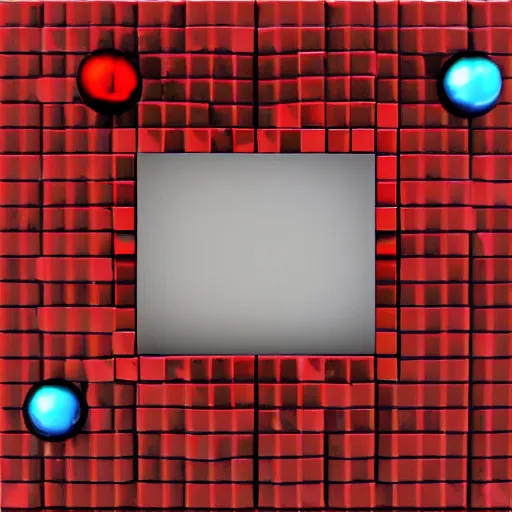 Prompt: chrome spheres on a red cube, bitmap