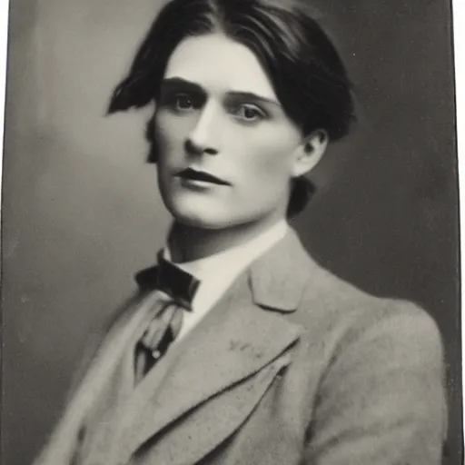 Image similar to headshot edwardian photograph of dorian gray, extremely handsome, 1 9 2 0 s, realistic face, 1 9 3 0 s photography, 1 9 0 0 s, grainy, slightly blurry, victorian