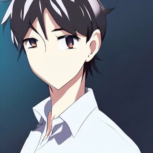 Prompt: handsome anime boy, makoto shinkai style, bishounen, yaoi, attaractive, manga style, japanese