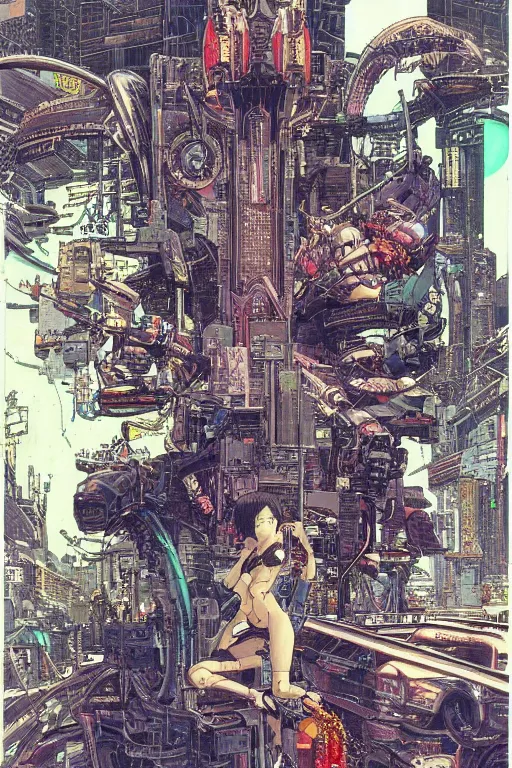 Image similar to beautiful hyperdetailed cyberpunk anime illustration by moebius, masamune shirow and katsuhiro otomo