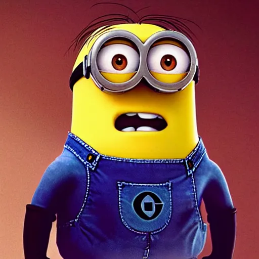 Image similar to a minion in the matrix, bullet time, still from movie