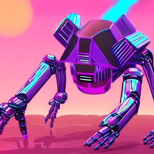 Image similar to synthwave robot spider