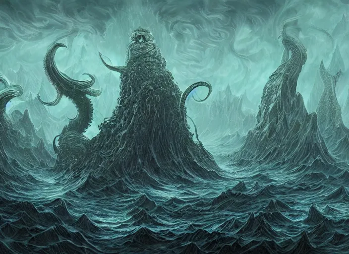 Image similar to epic lovecraftian hellscape, digital art, masterpiece