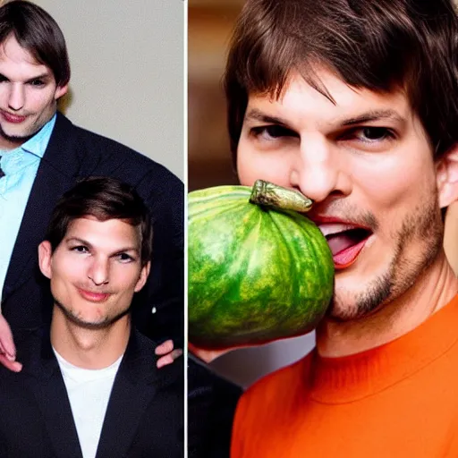 Image similar to ashton kutcher face on a hokaido squash