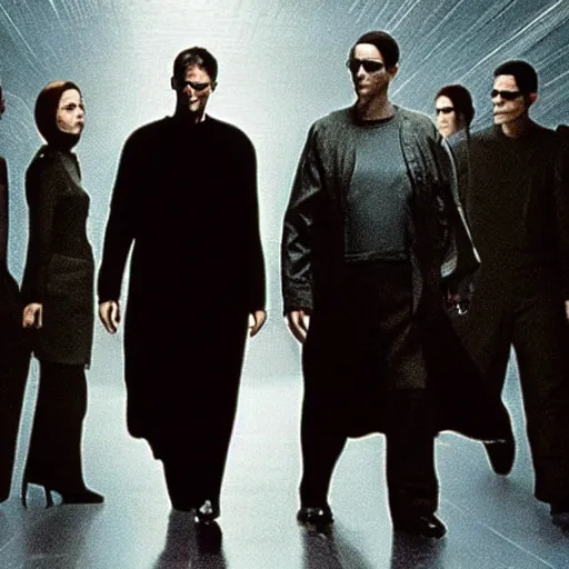 Prompt: Bill Gates starring in The Matrix (1999), photographic still, Cinematic