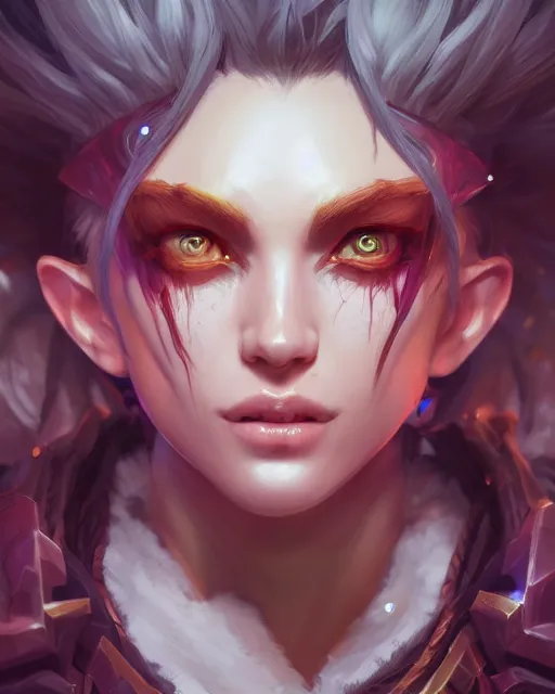 Image similar to league of legends portrait, au naturel, hyper detailed, digital art, trending in artstation, cinematic lighting, studio quality, smooth render, unreal engine 5 rendered, octane rendered, art style by klimt and nixeu and ian sprigger and wlop and krenz cushart.