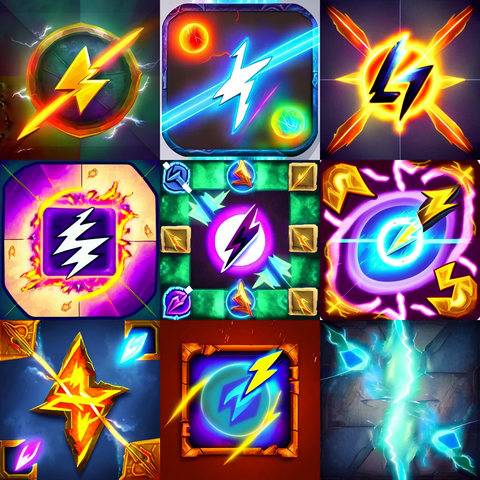 Prompt: lightning strike magic spell vfx, diagonal, full canvas, hearthstone colour style, fantasy game spell icon, fantasy, epic, bloom