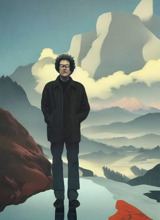 Prompt: Twin Peaks poster artwork by Michael Whelan and Tomer Hanuka, Karol Bak, Rendering of Bob Dylan from scene from Twin Peaks, clean, full of details, by Makoto Shinkai and thomas kinkade, Matte painting, trending on artstation and unreal engine