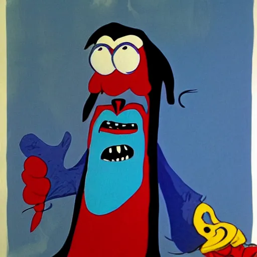 Image similar to sinister looking Blue Meanie from Yellow Submarine in the style of Van Gough