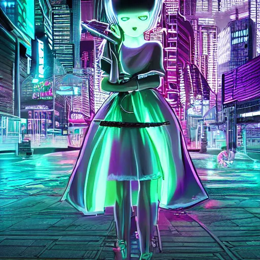 Katana Anime Girl Neon 4k 