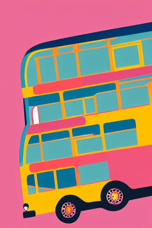 Image similar to minimalist boho style art of colorful bus in london, illustration, vector art