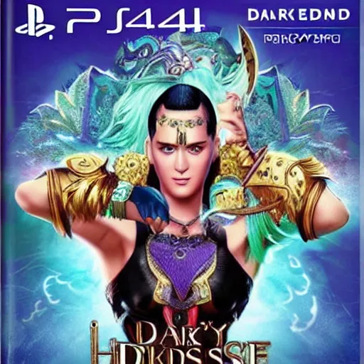 Prompt: video game box art of a ps 4 game called katy perry's dark horse, 4 k, highly detailed cover art.