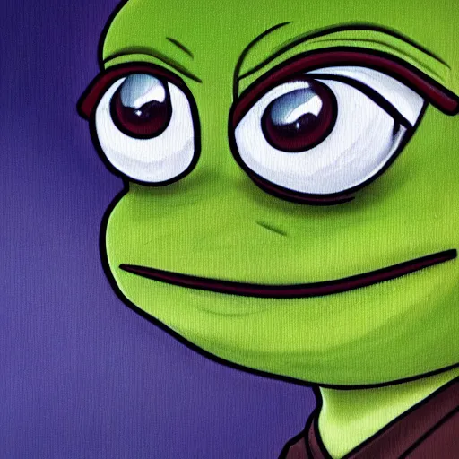 Image similar to pepe the frog is depressed on the streets of new york city, oil painting, realism, high quality, detailed, 4 k