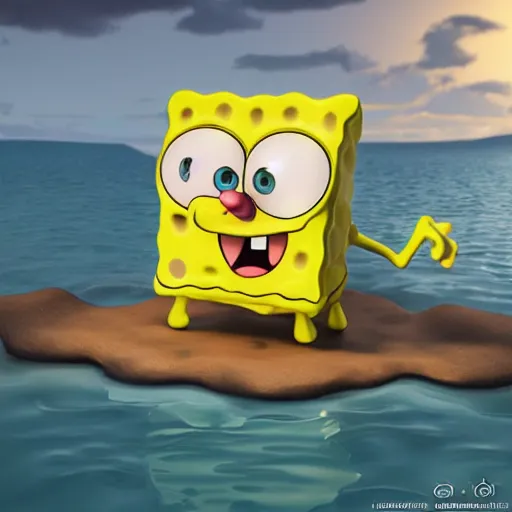 Prompt: SpongeBob Squarepants statue by Michelangelo, Hyper-realistic, 4K, Unreal Engine, Highly Detailed, HD, Dramatic Lighting by Brom, trending on Artstation, golden hour
