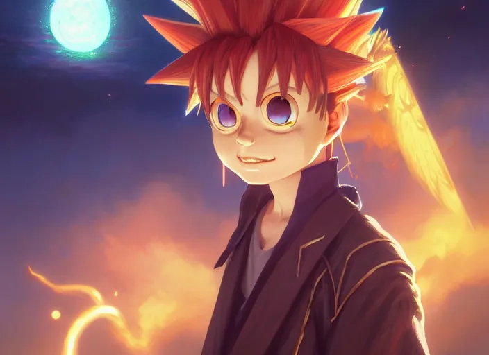 Image similar to highly detailed portrait of yugi moto, in zatch bell, stephen bliss, 8 k, unreal engine, fantasy art by greg rutkowski, loish, rhads, ferdinand knab, makoto shinkai and lois van baarle, ilya kuvshinov, rossdraws, tom bagshaw, global illumination, radiant light, detailed and intricate environment